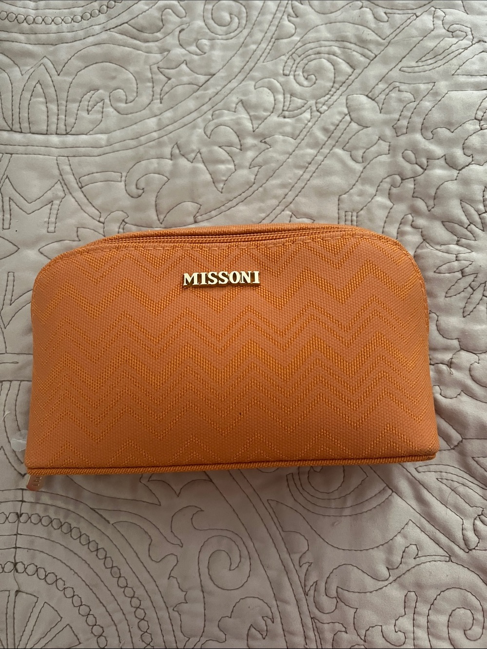 Missoni Delta One Amenity Kit pouch Orange Chevron Zip Cosmetic Pouch travel